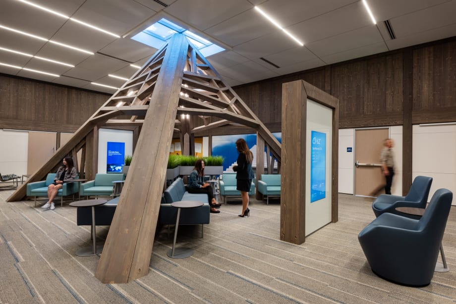 The inside of One Safe Place with bright lighting, open spaces, and a welcoming atmosphere, designed for comfort and peace.